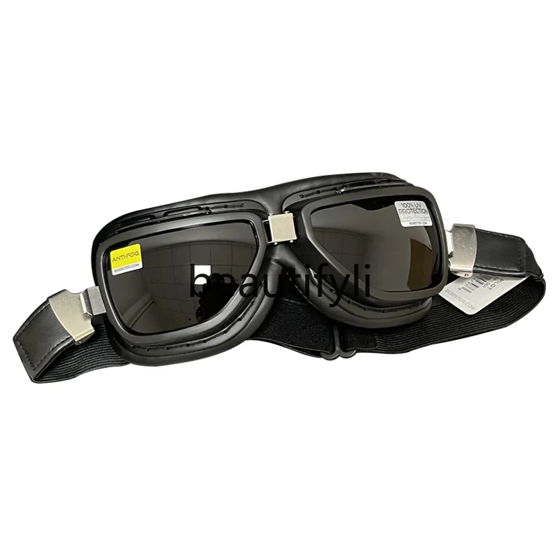 

Motorcycle rider retro goggles, goggles, transparent black double lenses