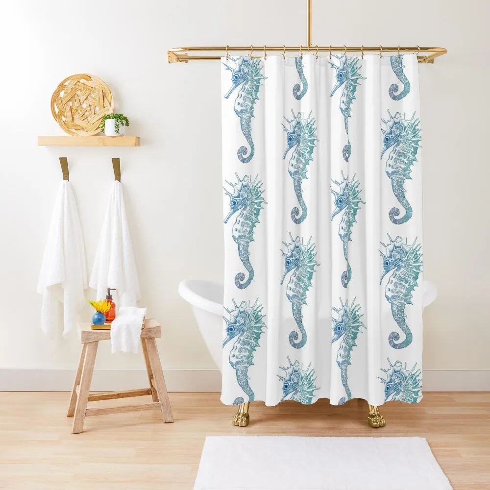 Realistic seahorse drawing Shower Curtain Shower Curtain Bathroom Curtains For Bathroom Shower