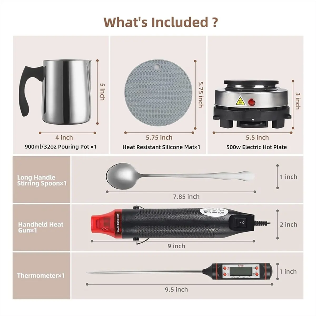 

Candle Making Kit, for Beginners,900Ml Pouring Pot Pitcher, EU Plug candle making kit with hot plate Stainless steel