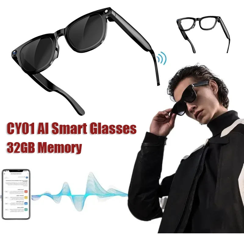 

CY01 AI Smart Glasses 1080P HD Intelligent с сверхпрозрачной камерой 800 Вт, хранилищем 32 ГБ, Bluetooth-вызовом, видео-музыкальным плеермом