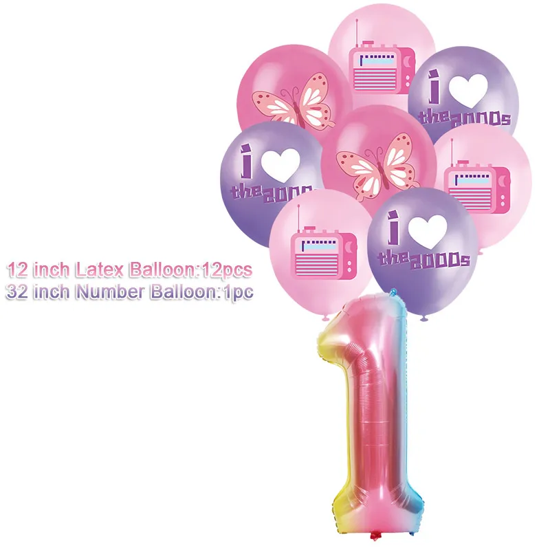 Y2K Millennium Style Love Butterfly Theme Birthday Party Decoration Number Aluminum Film Balloon Baby Shower Photography Props