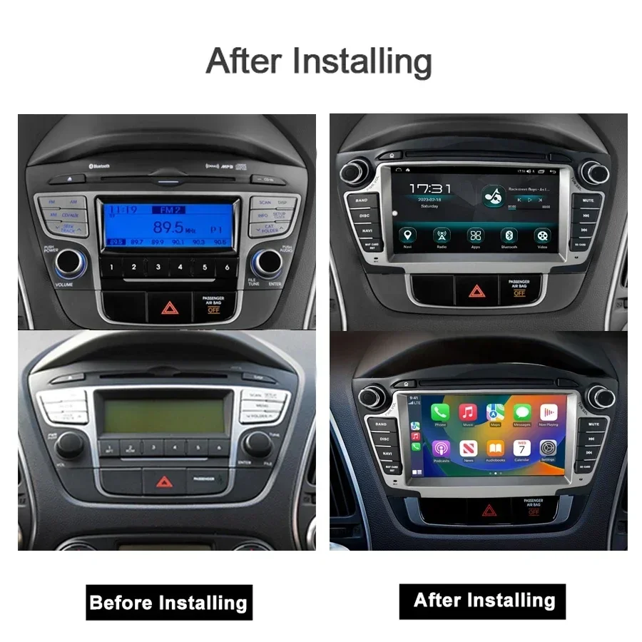 Carplay 8G+256G Auto Android 13 Car Radio GPS Player Carplay Navigation Bluetooth 4G LTE Wifi For Hyundai Tucson IX35 2009-2015