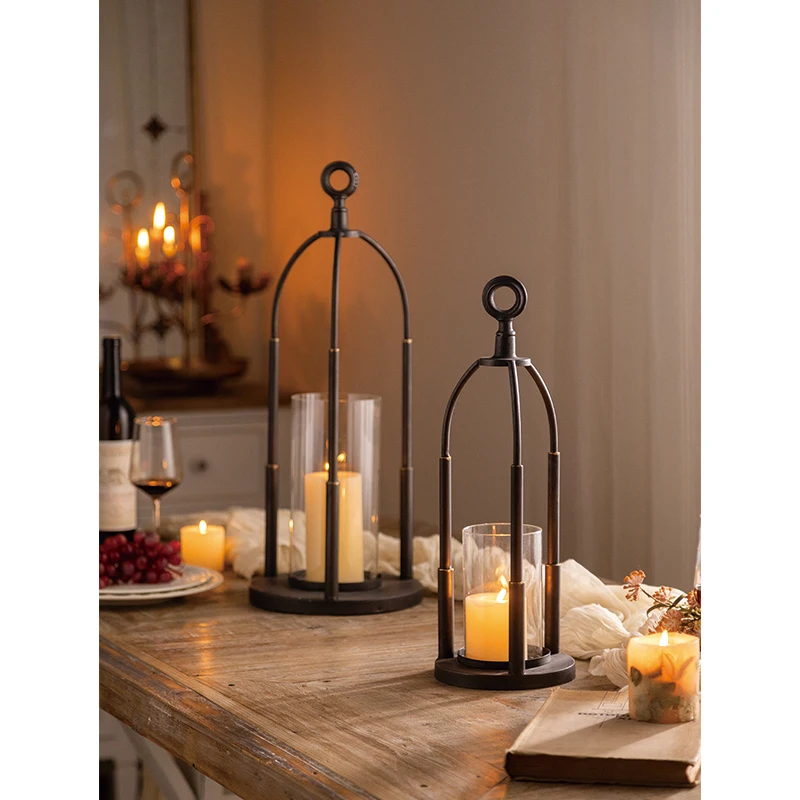 Best Selling Vintage Style 2025 Design Hanging Candle Holder Metal Decorative Lantern Black Finished for Centerpiece Tabletop