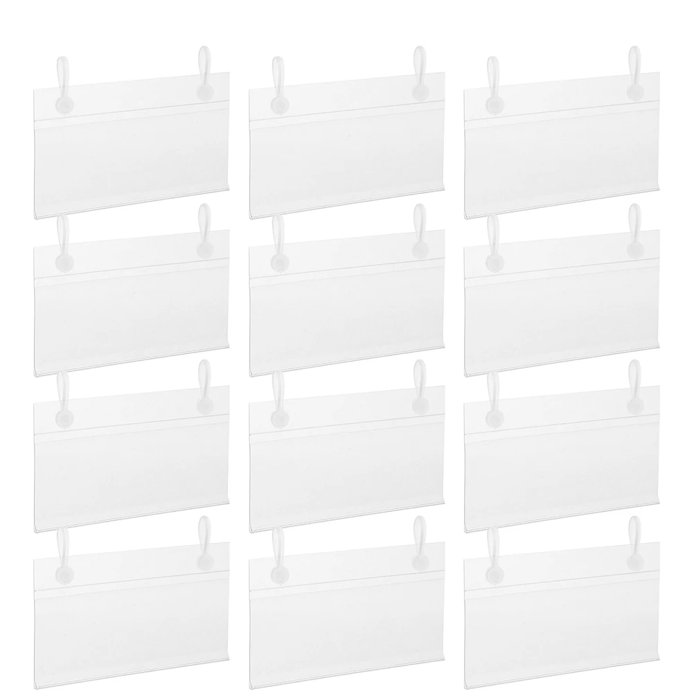 

1 set Transparent Label Holders Plastic Tags Supermarket Display Shelves Buckles Reusable StorageBins Market Sign Holder
