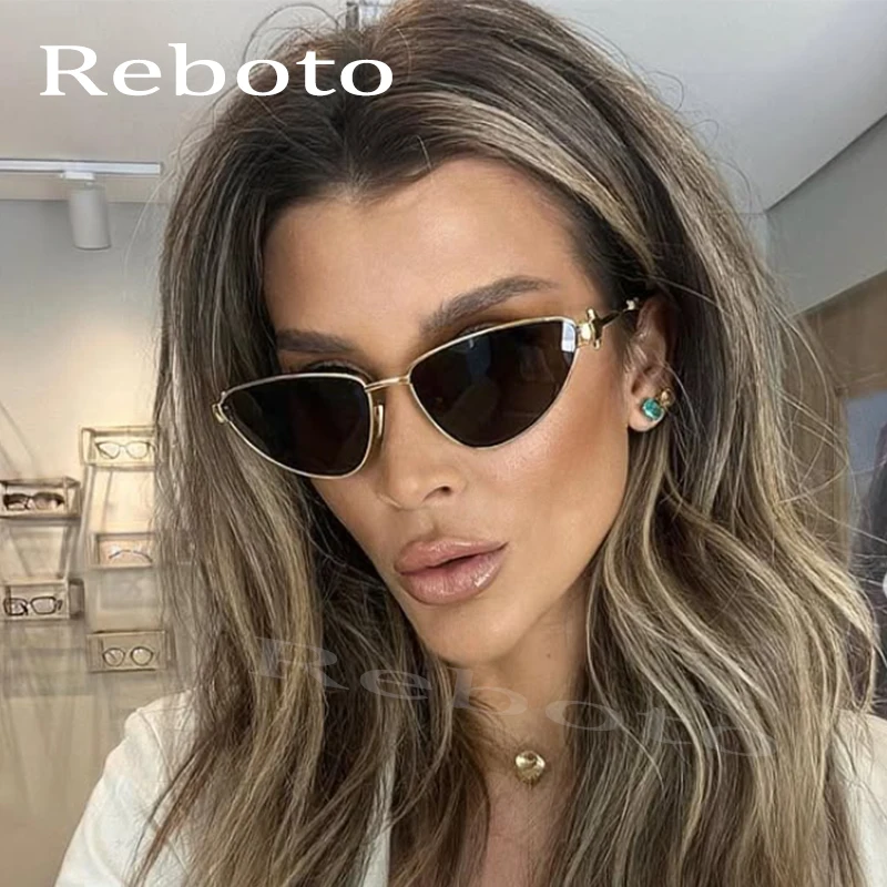 

New Fashion Cat Eye Sunglasses for Women Vintage Metal Frame Triangle Decorative Women's Sunglasses Sexy Small Cateye Eyeglasses