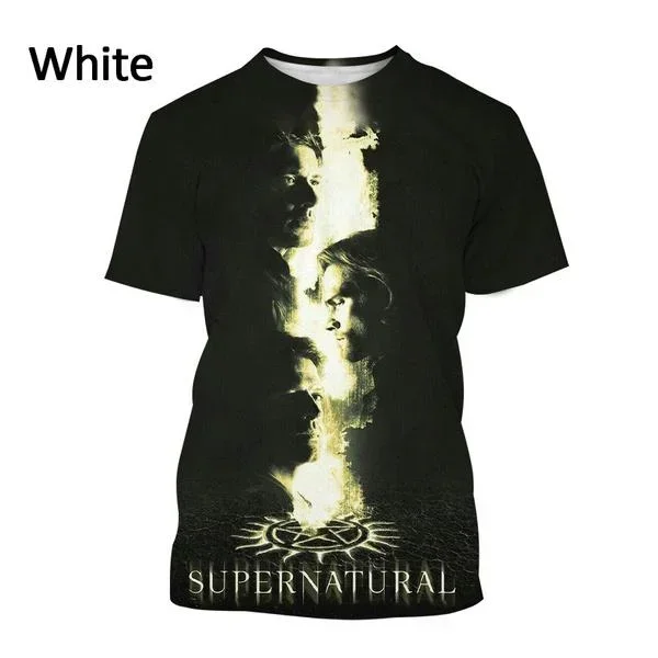 Letnia koszulka z nadrukiem 3D Supernatural Nowa moda Casual Top Tees Street Harajuku T-shirt