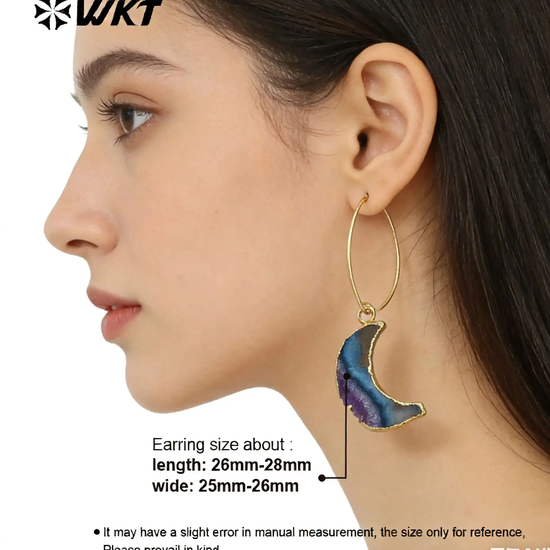 

Серьги WT-E666, новинка, из натурального аметиста в форме полумесяца, подарок для женщин, украшения для коктейльных вечеринок