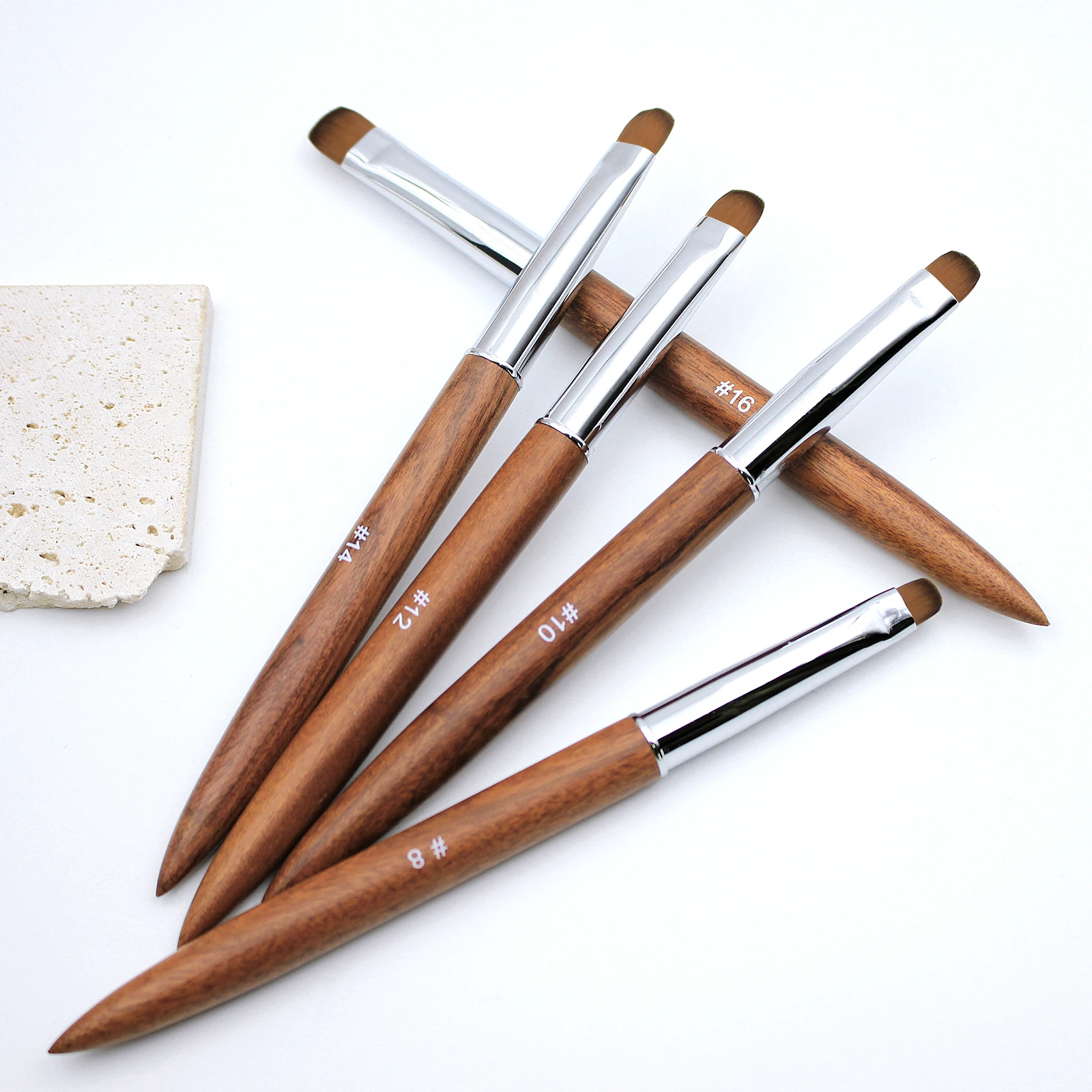 Kolinsky French Nail Art Brush Acrylic Drawing Rhinestone Gel Painting Sandalwood Handle