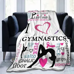 I Love Gymnastics Flannel Fleece Blanket Super Soft Bed Throw Blanket Warm Cosy Blanket Lightweight Sofa Blanket for Adults Kids