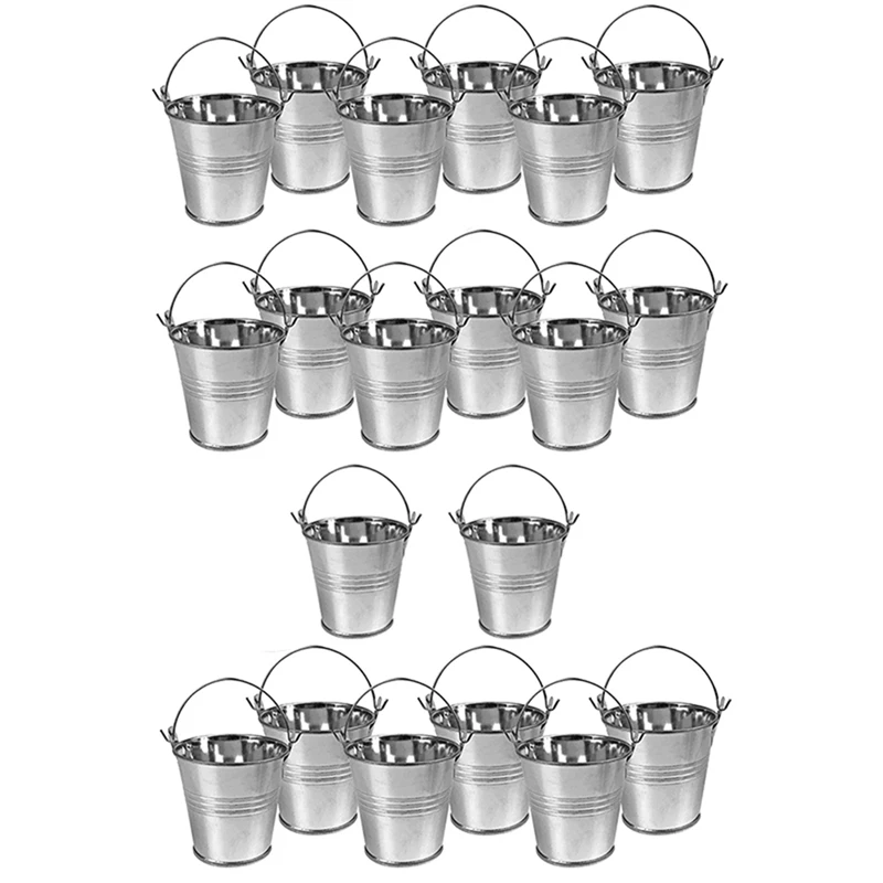 

BAAR-20Pcs Mini Metal Bucket Portable Flower Pot Vases Planters Lovely Candy Box For Wedding Party Home Decoration