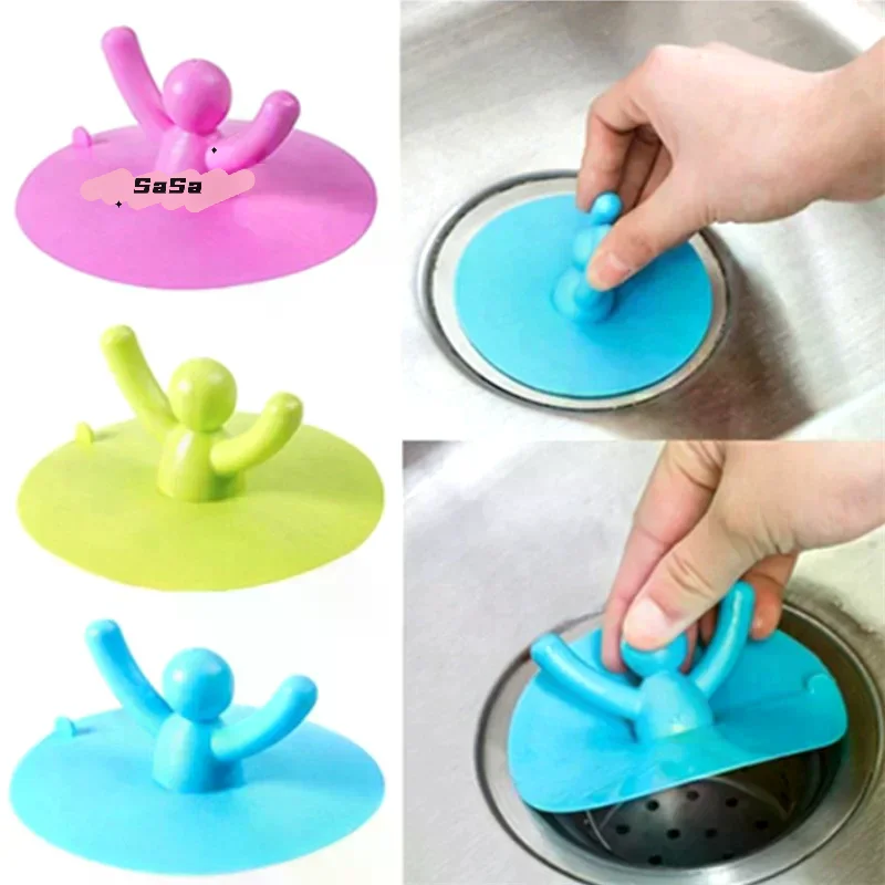 

S-Silicone Waterproof Sink Plug Multifuctional Kitchen Washroom Bathroom Shower Bathtub Drainage Stopper Tool Cute Water Sink