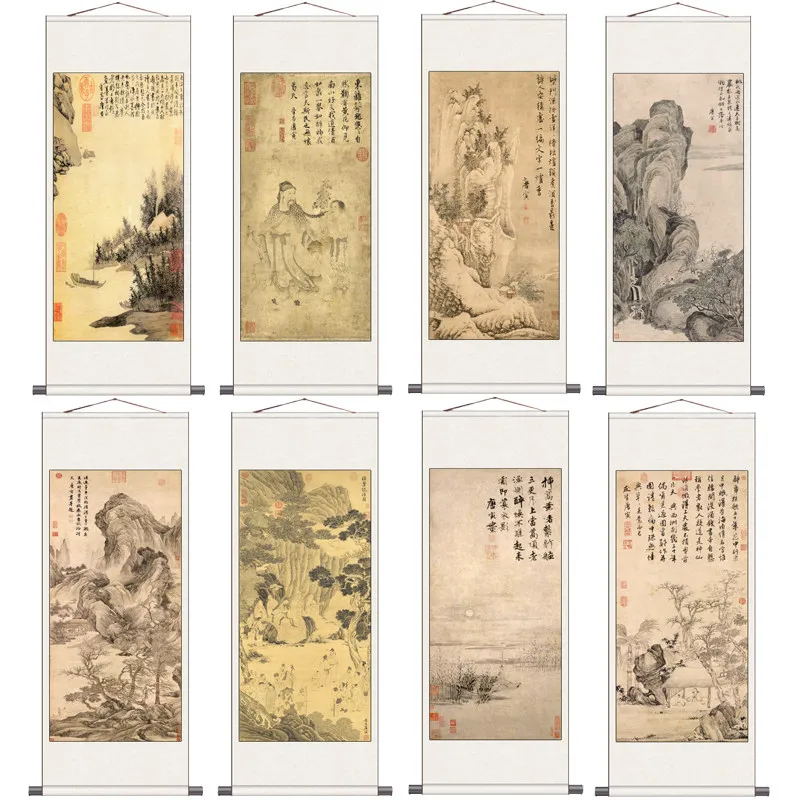 

Landscape Hanging Scroll Painting - Chinese Mountain and Water Art Wall Decor for Living Room Bedroom Office