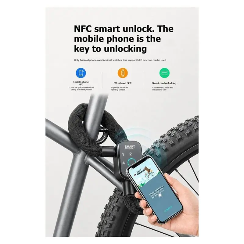 Smart Fingerprint Chain Lock Anti Theft Electric Battery For Bicycle Motorcycle Car Lock-B51B