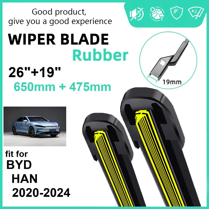 

Car Wiper for BYD HAN 2020-2024 26" + 19" Front Wiper Blades Brushes Cutter Accessories 2020 2021 2022 2023 2024