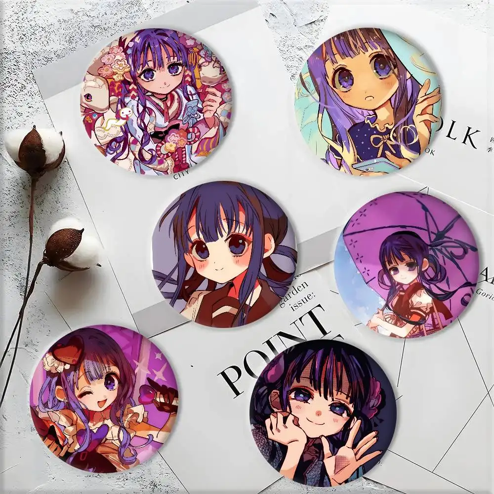 Anime Cartoon Cute Girl T-Toilet-bound H-Hanako-kun Akane Aoi Badge Round Art Brooch Clothes Backpack Accessories Lapelnd Laserh