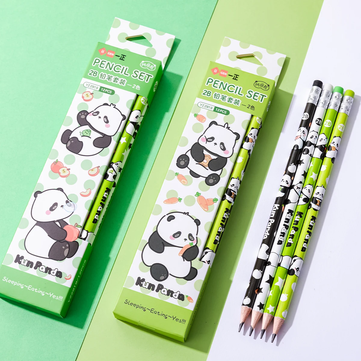 

Kawaii Panda Student Wood Pencil Set With Eraser Writing Smooth 2B Pencil For Elementary School Students School Supplies