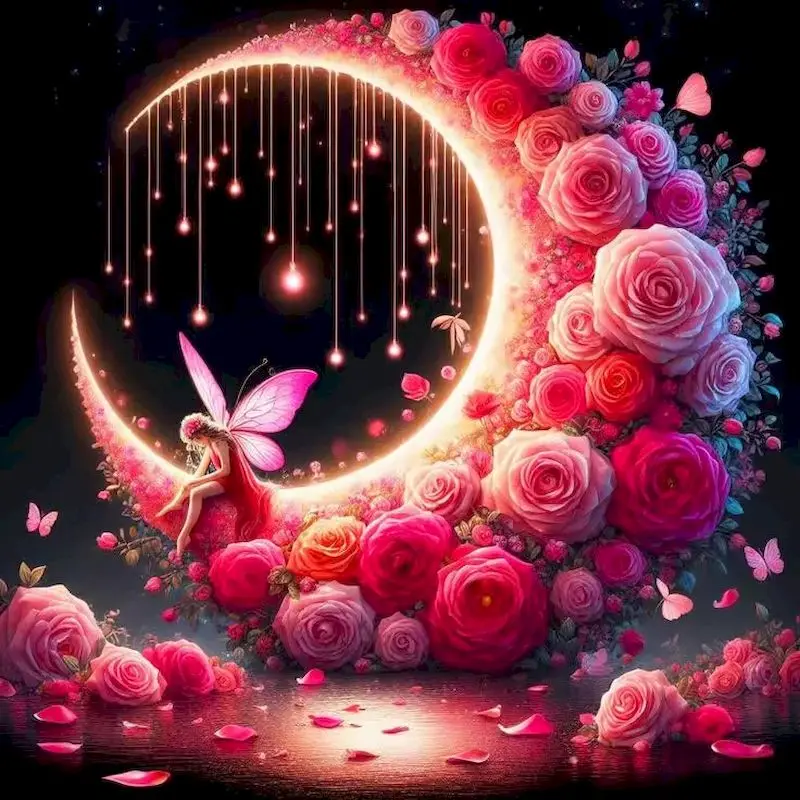 

GATYZTORY DIY Diamond Painting Moon Landscape Full Square Round Diamond Mosaic Flower Girls Handmade Hobby