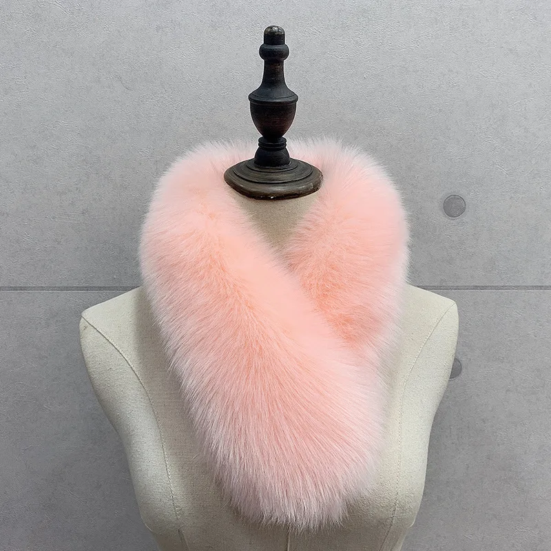 New Women Faux Fox Fur Collar Scarf Thick Imitation Fur Shawl Collar Autumn Winter Neck Warmer Solid Color Scarf Neckerchief