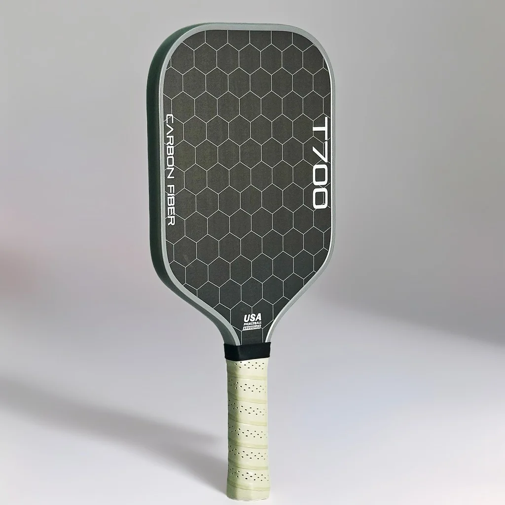 Paleta de Pickleball de fibra de carbono T700, superficie de fricción de carbono, núcleo de panal de polímero, potencia mejorada, giro y control, 16 mm