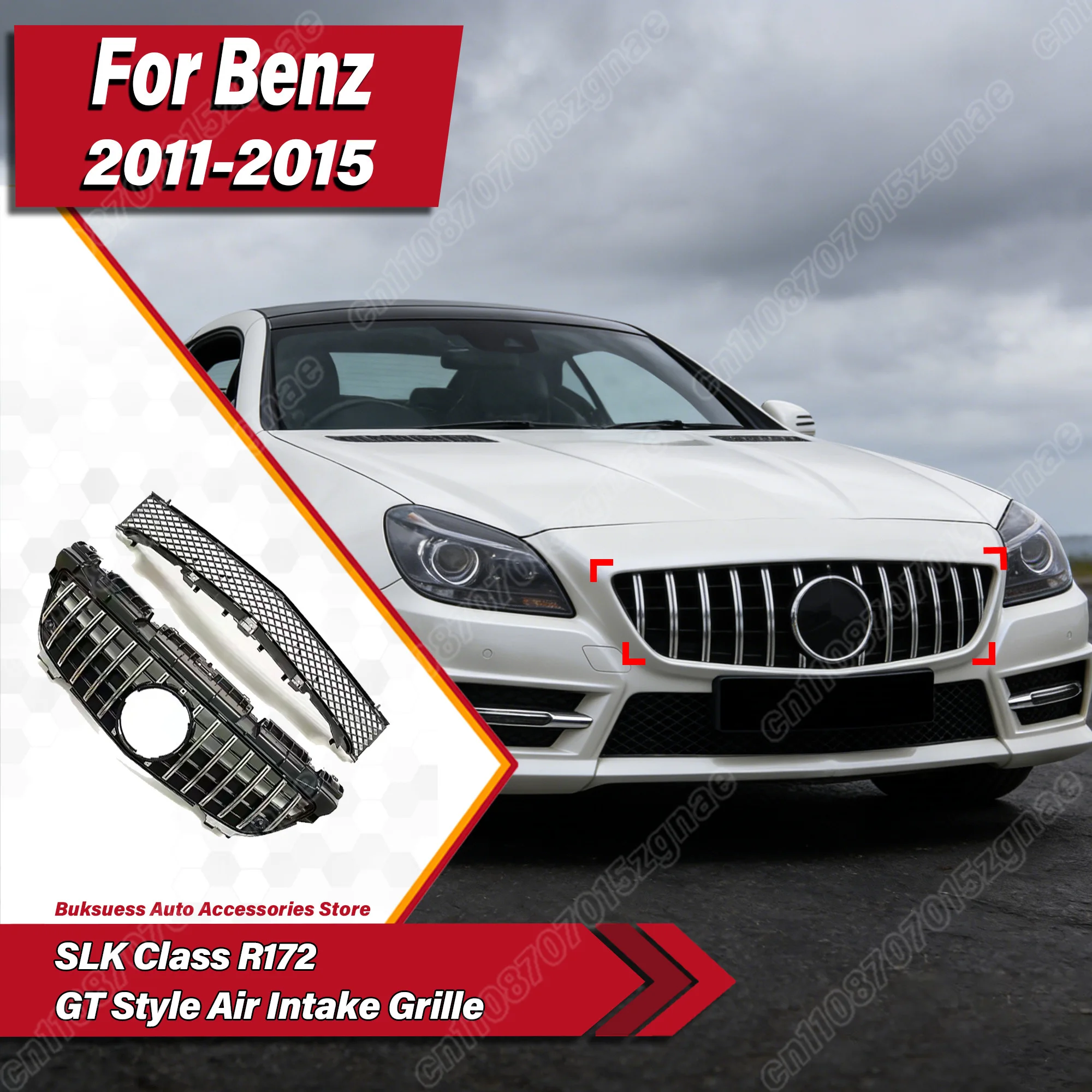 

Для Mercedes Benz SLK Class R172 2011 2012 2013 2014 2015 автомобильная решетка воздухозаборника в стиле GT, передний бампер автомобиля, крышка радиатора
