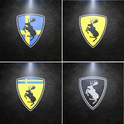 Prancing Moose Swedish Flag Logo LED Car Door Welcome Lights for Volvo XC40 XC60 S90 S60 S80 XC90 V90 V60 Ghost Shadow Projector