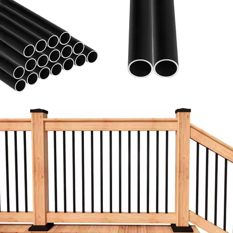 36"x 3/4 Deck Balusters- Indoor Outdoor Metal Deck Railing - Hollow Round Stair Spindles for Deck Porch - Matte Black
