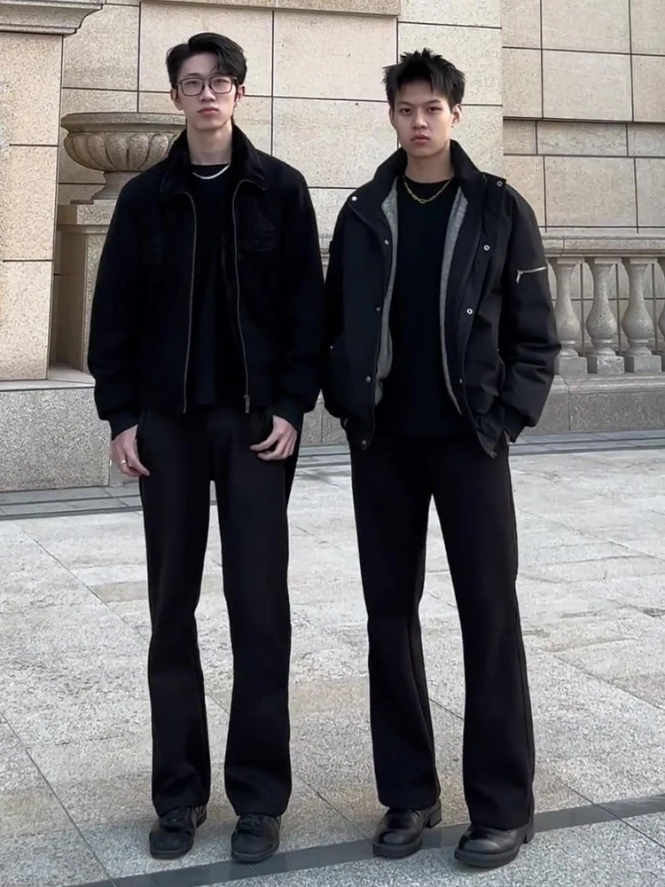 

Bla Cleanfit Flared Straight Leg Men's Winter Slimming Pants Drapey Mid-Waist Casual Trousers Faionable Trendy Brand