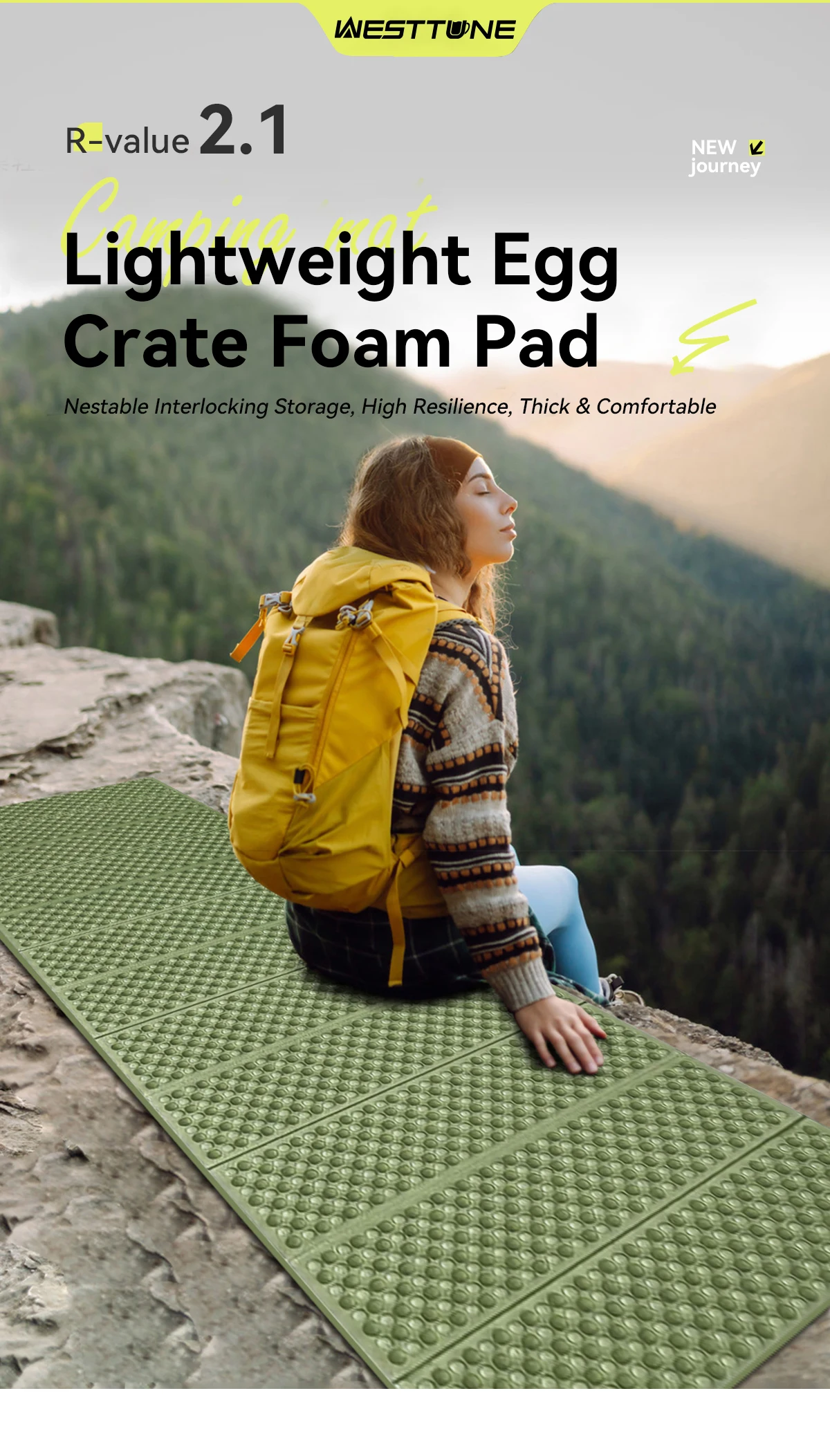 WESTTUNE Aluminiumfolie Eierkarton-Schlafmatte Tragbare Faltbare Isolierte Campingmatte Feuchtigkeitsbeständige Isoliermatte zum Wandern – Detail 1