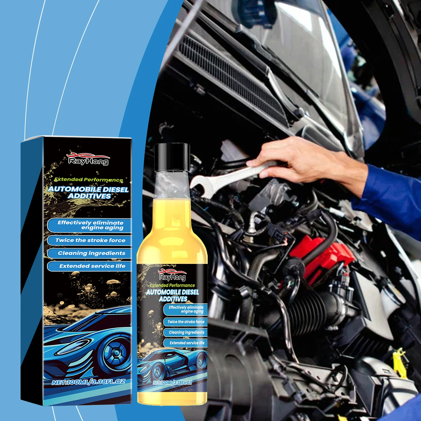 

Rayhong Diesel Car Специальная сетка для удаления углерода Очиститель выхлопных газов Улучшение мощности Чистая угольная добавка Дизельная добавка Дизель