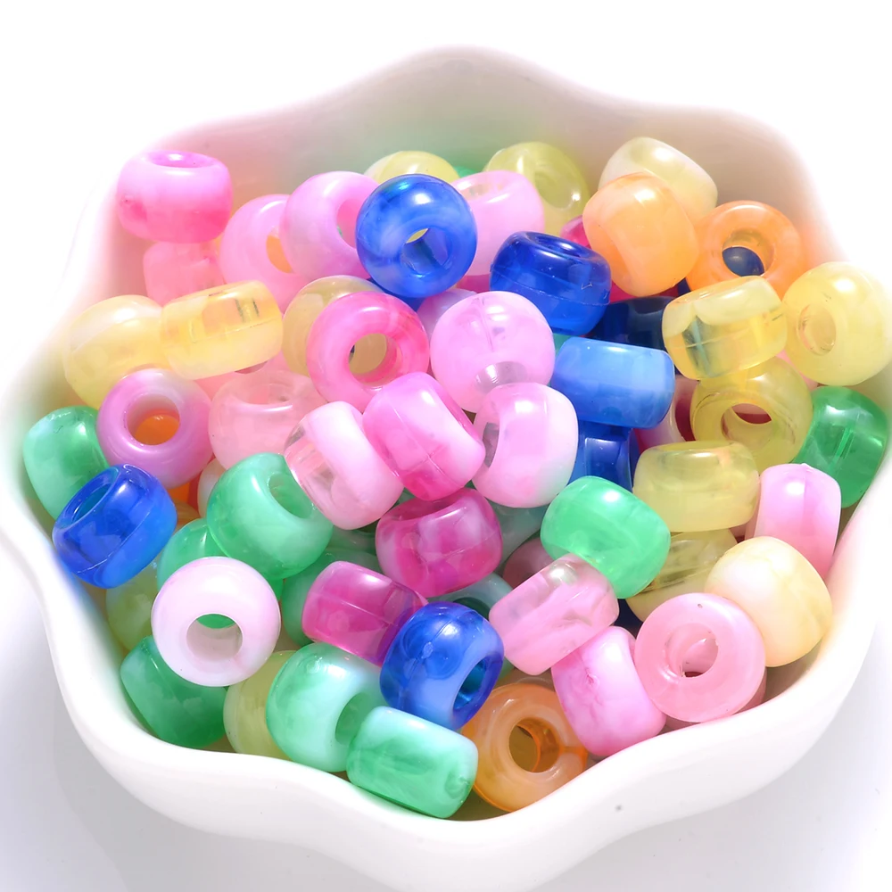 100 Stuks Pony Kralen 6x9mm Glitter Acryl Kralen Lichtgevende Spacer Kralen Voor Diy Craft Sieraden Armbanden Maken haar Levert