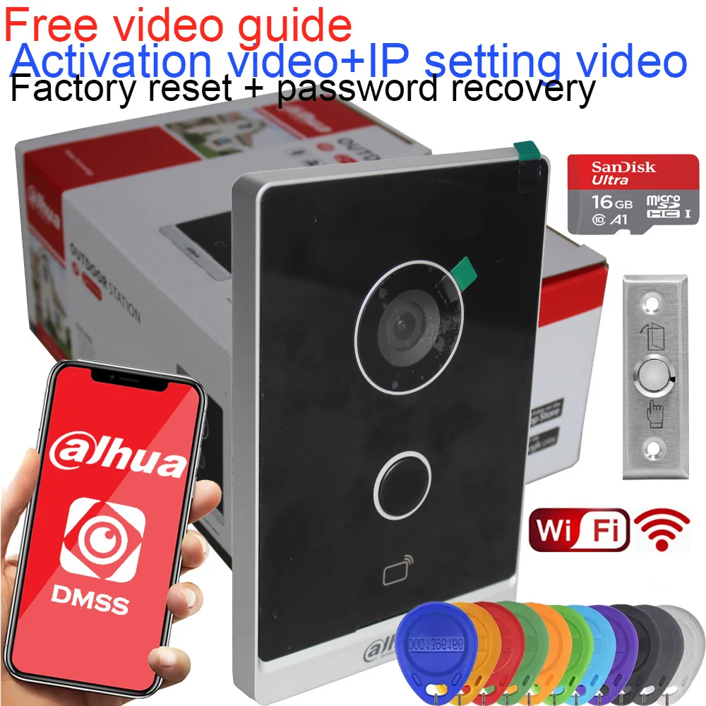 Vídeo Intercom Night Vision Doorbel, Estação Exterior IP Villa, Mutil Language, 2MP HD, IP65 IK10, VTO2211G-WP