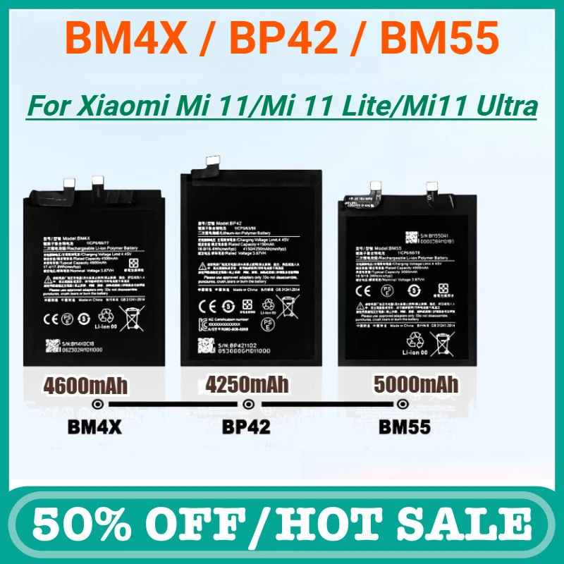

BM4X BP42 BM55 Mobile Phone Battery for Xiaomi Mi 11/Mi 11 Lite/Mi11 Ultra Replacement Rechargeable Batteries