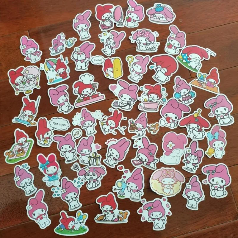 50/100pcs Anime Sanrio Aufkleber Kawaii Hallo Kitty Kuromi Melodie Cinna moroll Aufkleber Laptop Haut DIY Tagebuch Briefpapier Aufkleber