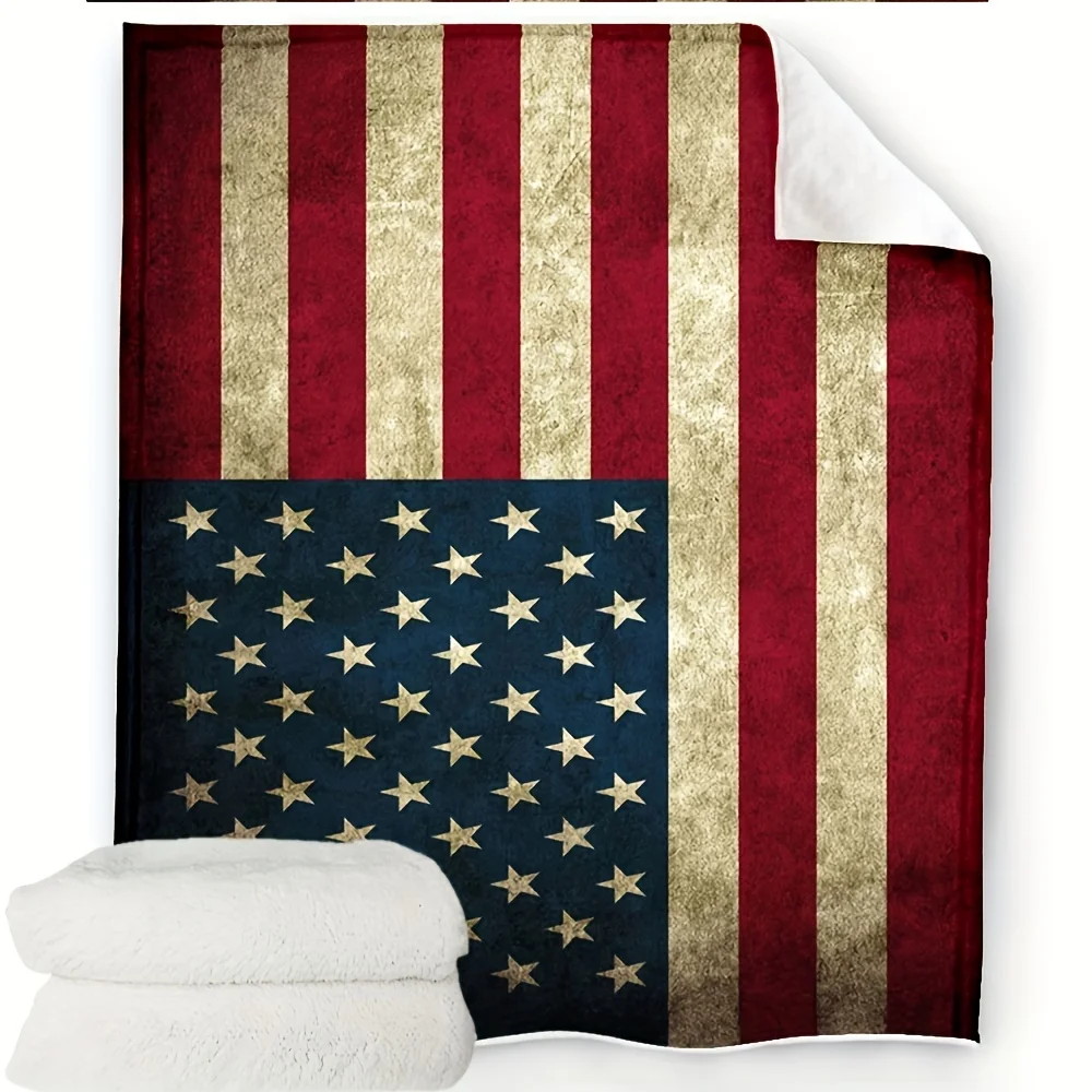 1pc Patriotic Break‑Style‑Print Throw Blanket, Decor for Sofa, Bed & Travel, All‑Season Home Gift