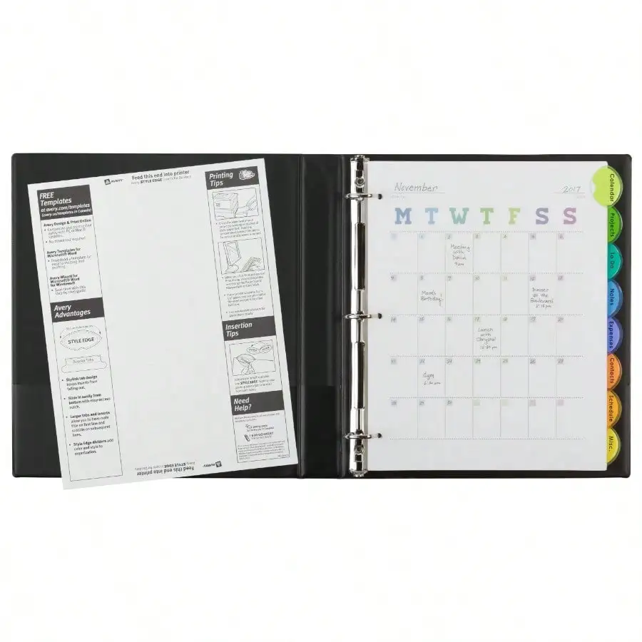 (عبوة من قطعتين) فواصل قابلة للإدراج، 8 ملصقات، بلاستيك، إدراج قابل للطباعة، ملصقات متعددة الألوان، مجموعة واحدة #5