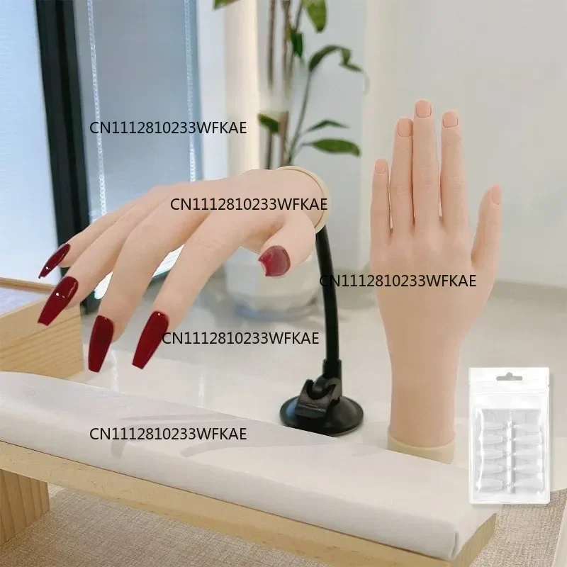 Flexible Silicone Nail Practice Hand Bendable Fake Hand Model for Acrylic Gel Nail Art Training Beginners Salon Home Use