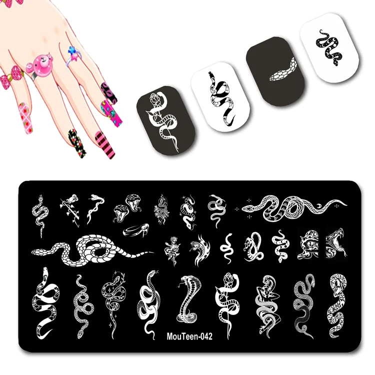 New Arrival Various Snake Series Stamping Plate for Nails Big Small Snake Designed Figure Nail Stamper Printing Plate #042