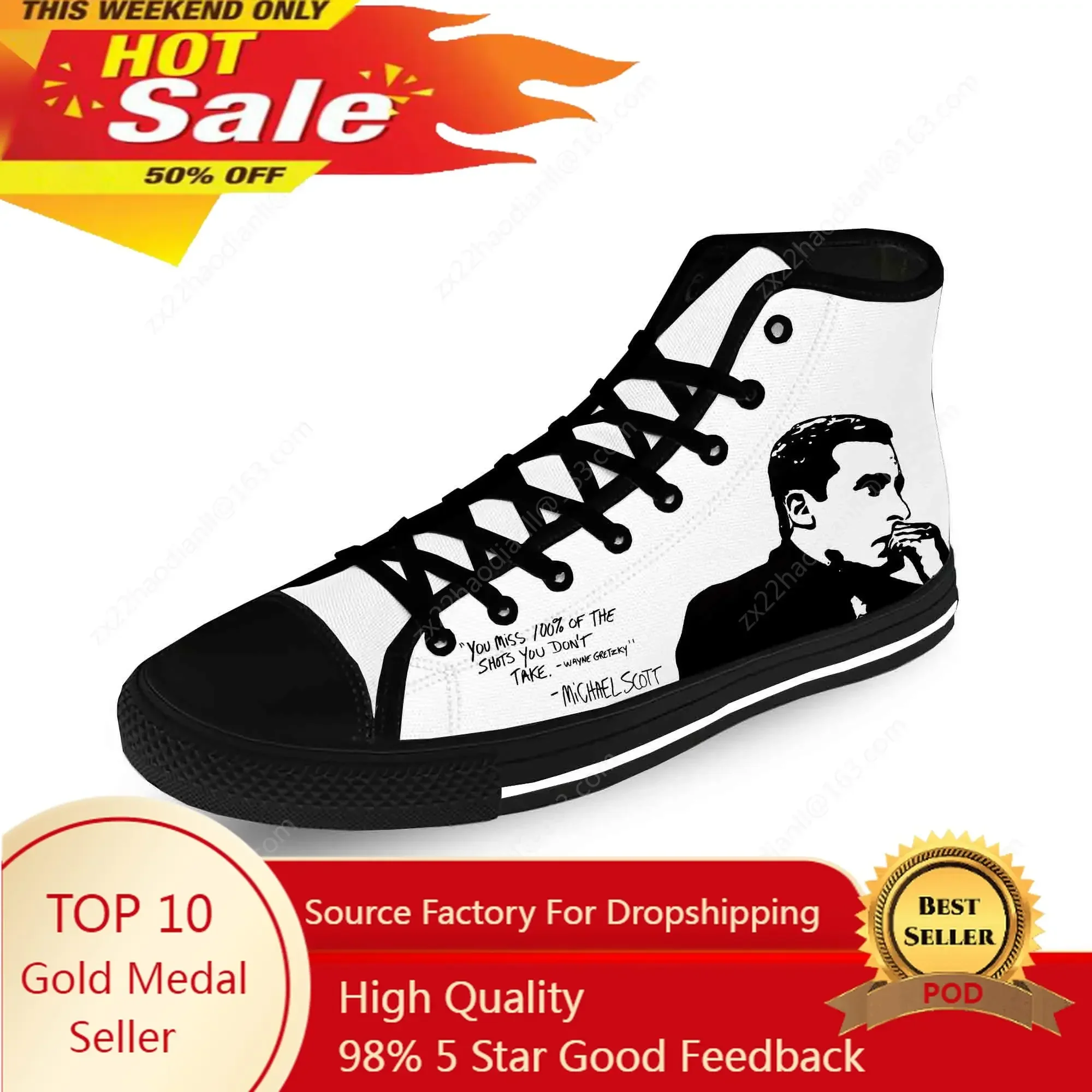 Michael Scott The Office TV Show Casual Cloth Fashion 3D Print High Top Canvas Shoes Men Women Lightweight Breathable Sneakers
