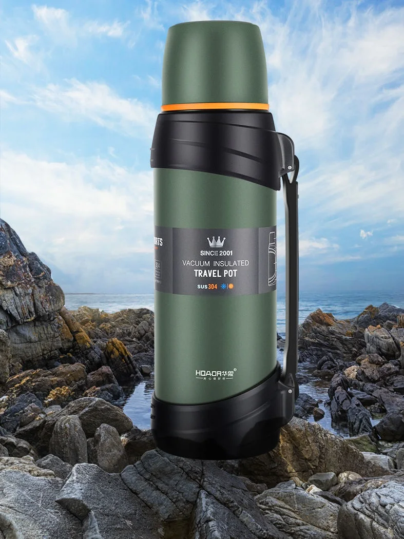 304 Stainless Steel Big Capacity Thermos Bottle, 2L, Outdoor Travel Coffee Mugs, Thermal Vacuum Tea Kettle, Thermal Mug