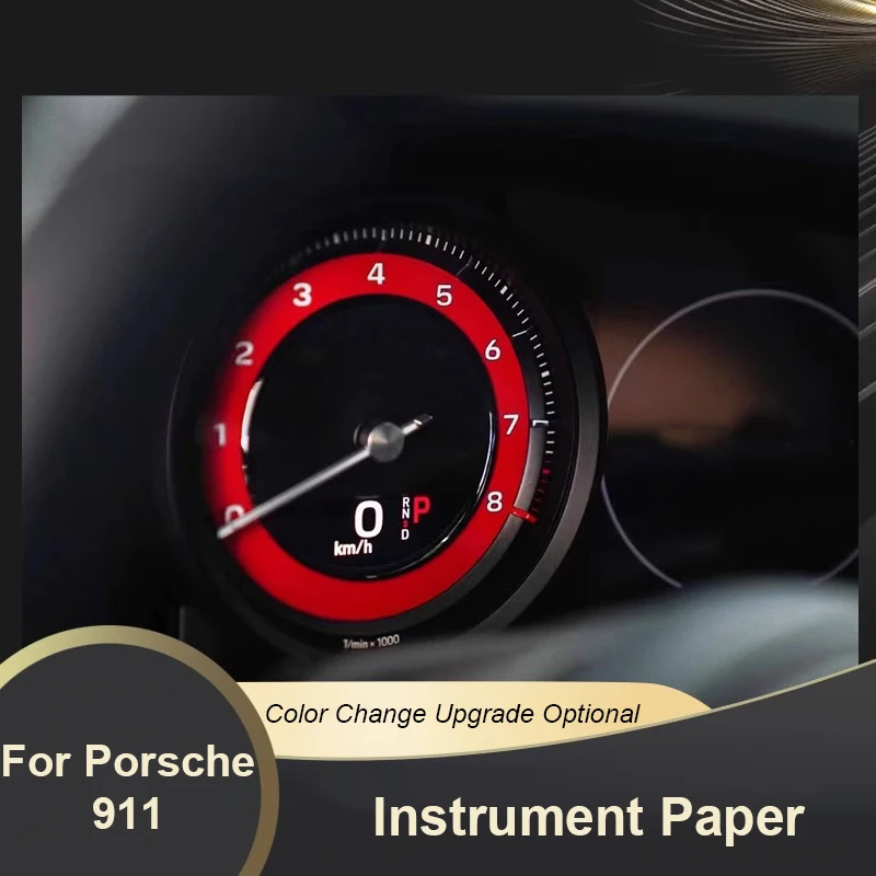 For Porsche 911 992 2019-25 Car Instrument Gauge Cluster Face Overlay Stopwatch Paper Mileage Replacement Interior Modification