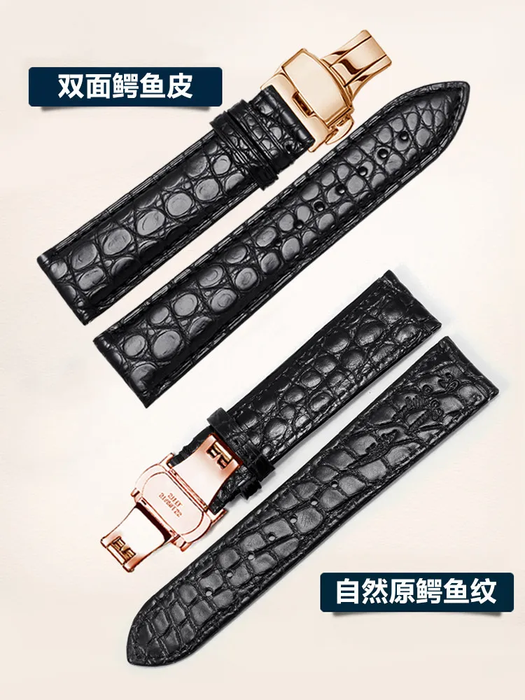 Double-sided Crocodile Leather Watch Strap for Tissot Charm Omega Longines Tenwang Seiko Leather Strap for Men and Women