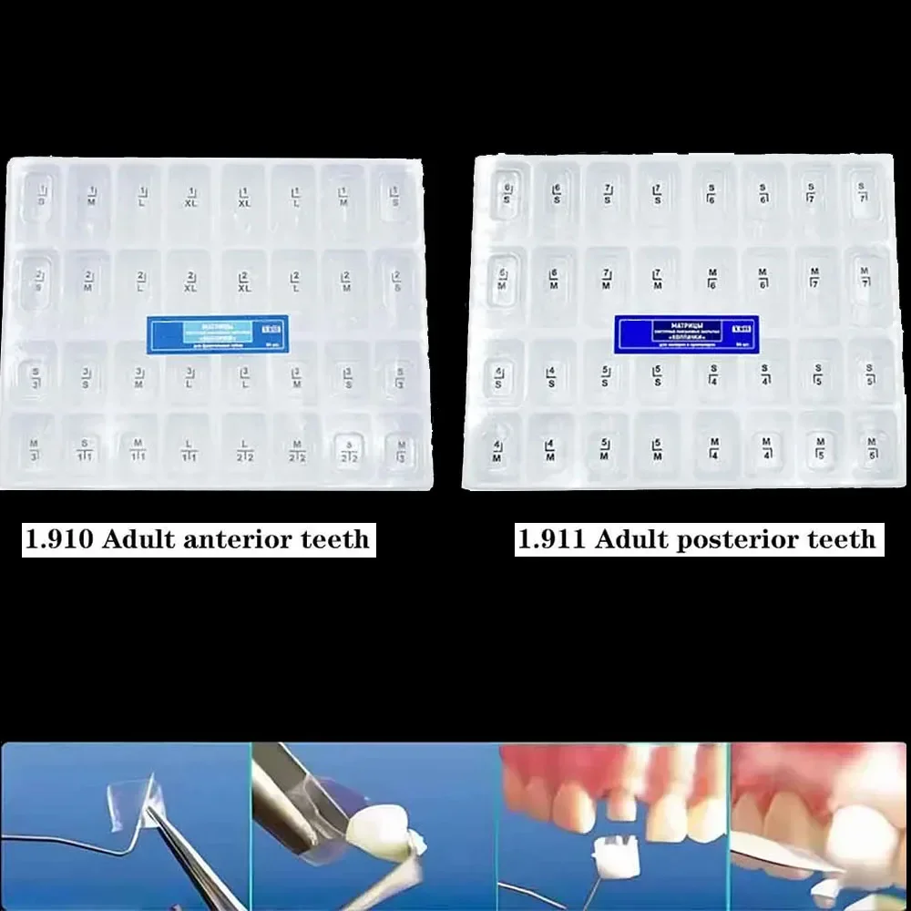 64Pcs/box Temporary Preformed Crowns Dental Transparent Crowns Adult Kids Teeth Crown Anterior Posterior Molar Tooth Whitening