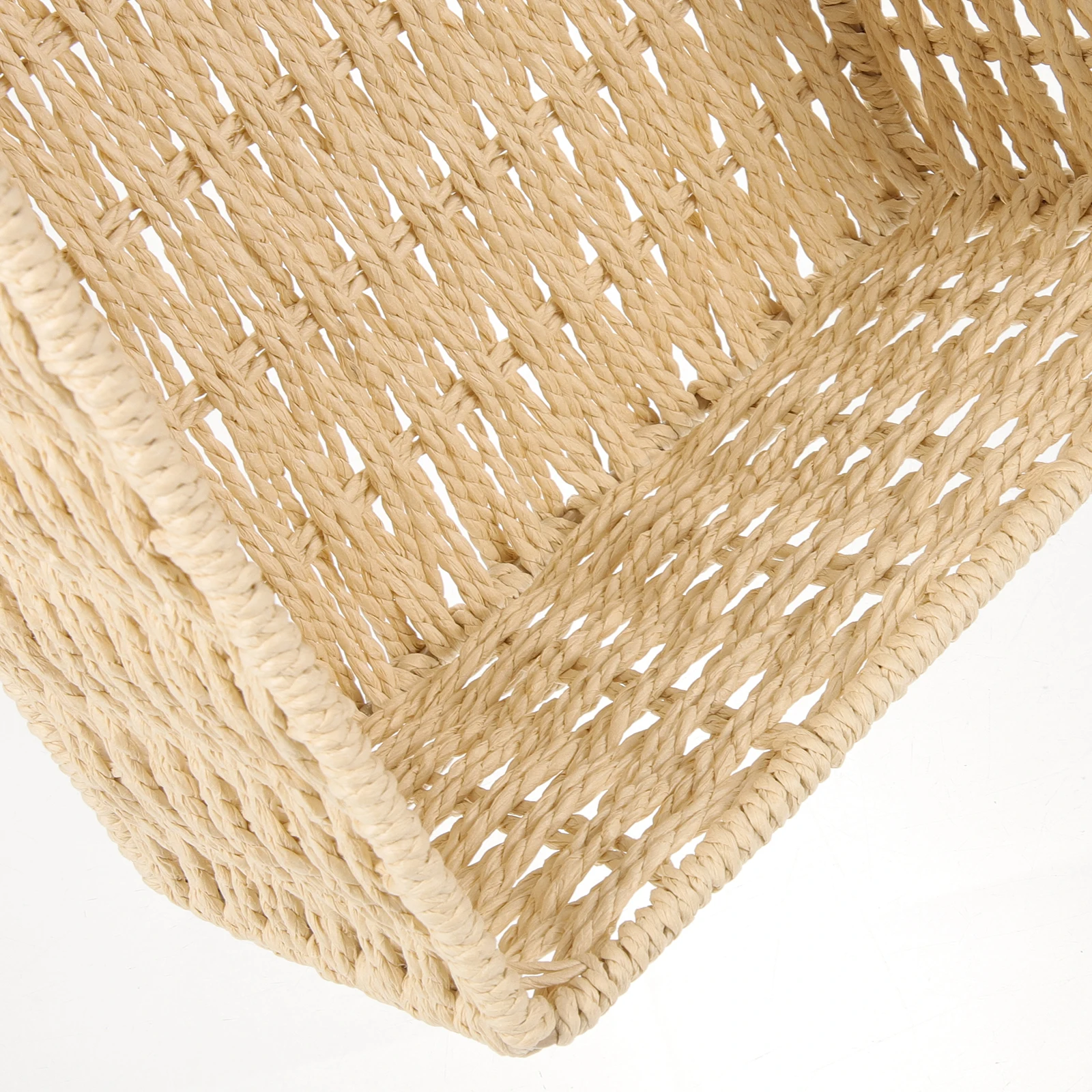 

Paper Rope Woven Storage Basket Decorative Container Desktop Sundry Braided Organizer Box Handmade Durability Texture Laundry