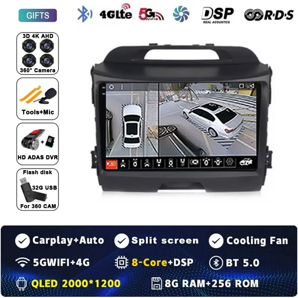 Voor KIA Sportage 3 Sportage R 2010-2016 Android 15 Autoradio Android Carplay Multimedia Speler autoradio 4G wifi Qualcomm 2din