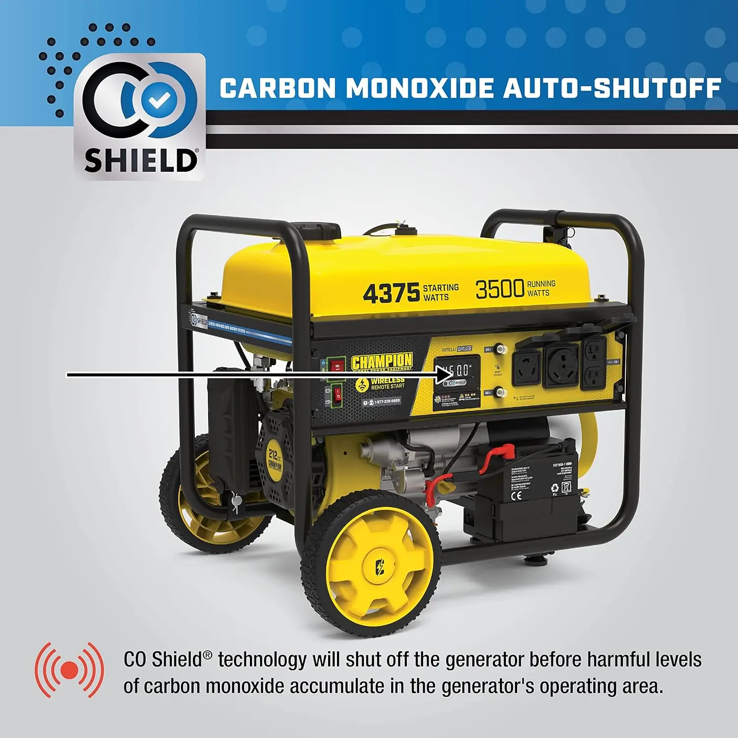 4375-Watt Remote Start Portable Generator CO Shield Includes Wireless Fob - Push-button Power and Convenience