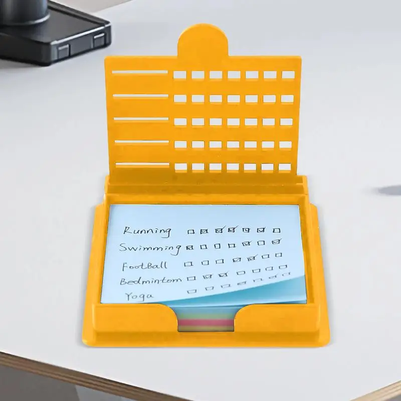 Sticky Note Holder With Stencil Reusable Sticky Notes Dispenser With Stencil Compact Desktop Organizer For 3X3 Inch Memo Pad