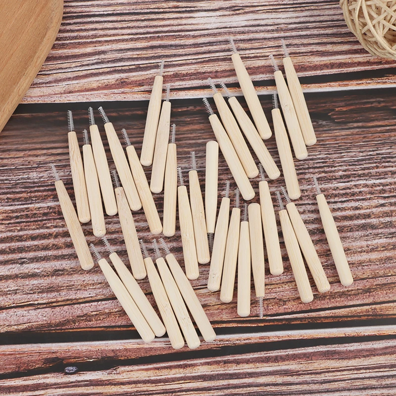 

30 шт., бамбуковая межзубная щетка, инструменты для чистки зубов между очистителем зубов, зубочистка для глубокой очистки