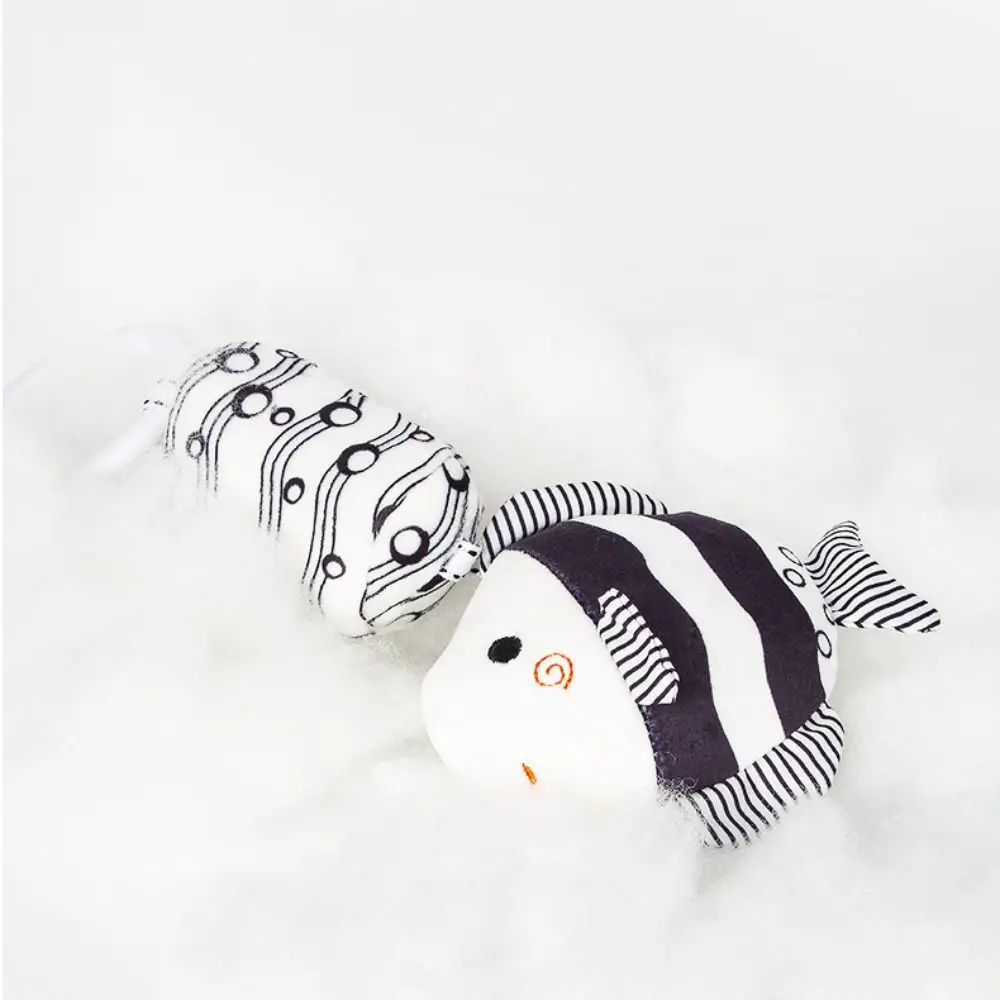 Plush Baby Animal Rattles Rattle Toy Black and White Stroller Bed Hanging Bell Sea Life Early Education Bed Stroller Bell Toy