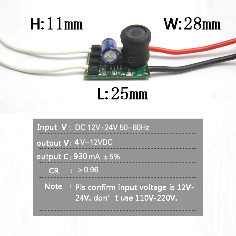 LED Driver Input DC 12 - 24V Power Supply 10W 20W 30W 50W 100W For LED light