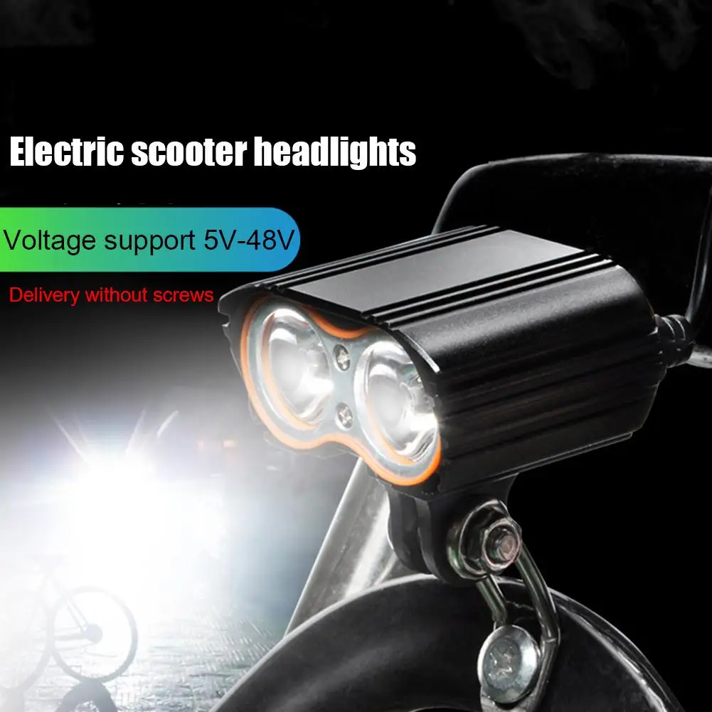 2T6 LED Mountain Bike Headlight Front Lamp 5V-48V Waterproof Night Riding Safety Warning Floodlight Cycling Accessories